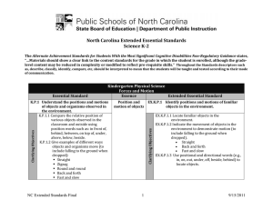 North Carolina Extended Essential Standards Science K-2