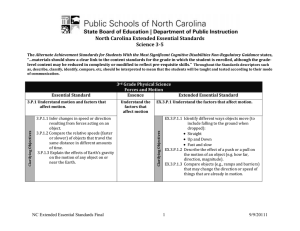 North Carolina Extended Essential Standards Science 3-5