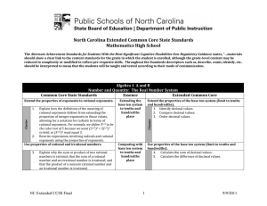 North Carolina Extended Common Core State Standards Mathematics High School