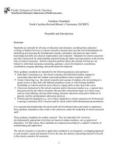 Guidance Standards North Carolina Revised Bloom’s Taxonomy (NCRBT)  Preamble and Introduction