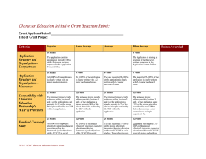 Character Education Initiative Grant Selection Rubric