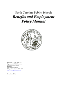Benefits and Employment Policy Manual  North Carolina Public Schools