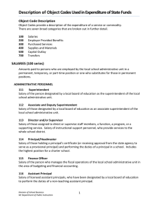 Description of Object Codes Used in Expenditure of State Funds