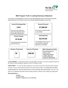 NBC Program Truth in Lending Disclosure Statement