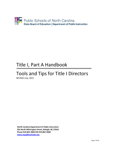 Title I, Part A Handbook REVISED July, 2015