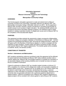 Articulation Agreement between Missouri University of Science and Technology