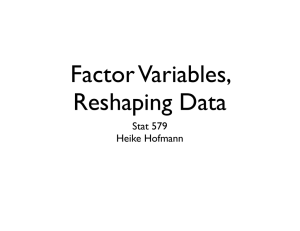 Factor Variables, Reshaping Data Stat 579  Heike Hofmann