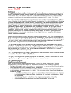 HERMOSILLO PLANT ASSESSMENT January 18th, 2005