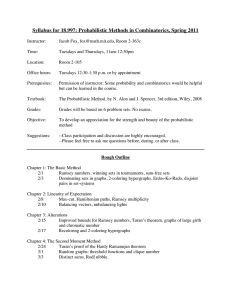 Syllabus for 18.997: Probabilistic Methods in Combinatorics, Spring 2011