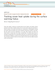 Tracking ocean heat uptake during the surface warming hiatus ARTICLE Wei Liu