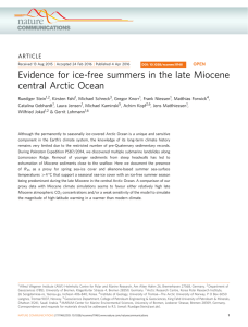 Evidence for ice-free summers in the late Miocene central Arctic Ocean ARTICLE