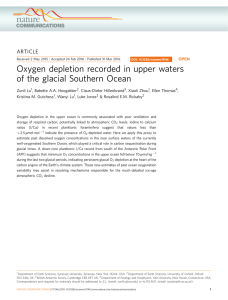 Oxygen depletion recorded in upper waters of the glacial Southern Ocean ARTICLE