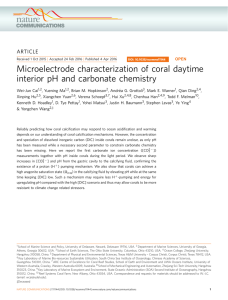 Microelectrode characterization of coral daytime interior pH and carbonate chemistry ARTICLE