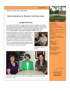 Administrative &amp; Student Life Services News from the Vice Chancellor Budget Efficiencies