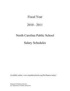 Fiscal Year 2010 - 2011 North Carolina Public School Salary Schedules