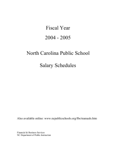 Fiscal Year 2004 - 2005 North Carolina Public School Salary Schedules