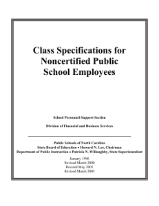 Class Specifications for Noncertified Public School