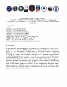 MEMORANDUM OF UNDERSTANDING ON EARLY COORDINATION OF FEDERAL AUTHORIZATIONS AND RELATED