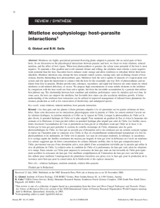 Mistletoe ecophysiology: host–parasite interactions REVIEW / SYNTHE`SE 1