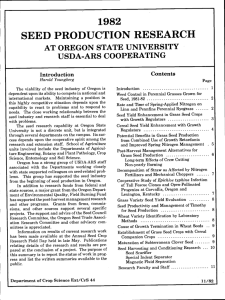 SEED PRODUCTION RESEARCH 1982 AT OREGON STATE UNIVERSITY USDA-ARS COOPERATING