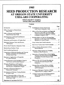 SEED PRODUCTION RESEARCH AT OREGON STATE UNIVERSITY USDA-ARS COOPERATING 1985