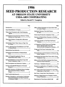 SEED PRODUCTION RESEARCH 1986 AT OREGON STATE UNIVERSITY USDA-ARS COOPERATING