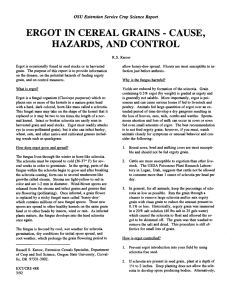 ERGOT IN CEREAL GRAINS HAZARDS, AND CONTROL CAUSE, -