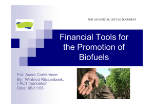 Financial Tools for the Promotion of Biofuels For: Accra Conference