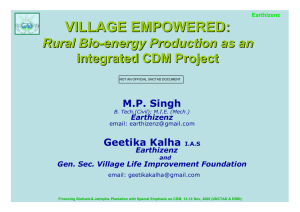 VILLAGE EMPOWERED: Rural Bio - energy Production as an