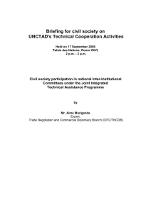 Briefing for civil society on UNCTAD's Technical Cooperation Activities
