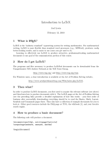 Introduction to LaTeX 1 What is L TEX?