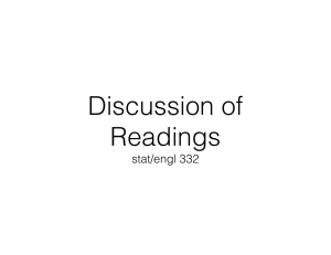 Discussion of Readings  stat/engl 332
