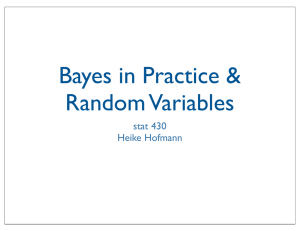 Bayes in Practice &amp; Random Variables stat 430 Heike Hofmann