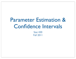 Parameter Estimation &amp; Confidence Intervals Stat 430 Fall 2011