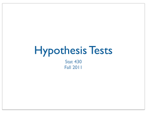 Hypothesis Tests Stat 430 Fall 2011