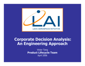 Corporate Decision Analysis: An Engineering Approach Product Lifecycle Team Victor Tang