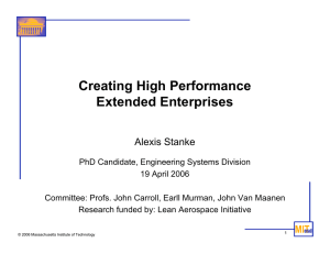 Creating High Performance Extended Enterprises Alexis Stanke