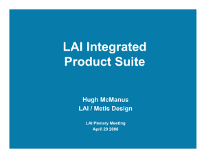 LAI Integrated Product Suite Hugh McManus LAI / Metis Design
