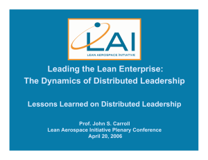 Leading the Lean Enterprise: The Dynamics of Distributed Leadership