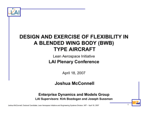 DESIGN AND EXERCISE OF FLEXIBILITY IN A BLENDED WING BODY (BWB)