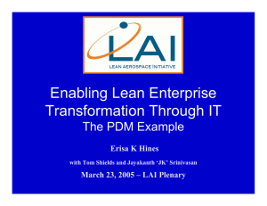 Enabling Lean Enterprise Transformation Through IT The PDM Example Erisa K Hines