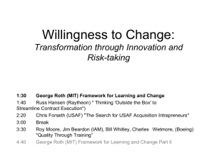 Willingness to Change: Transformation through Innovation and Risk-taking
