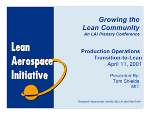 Growing the Lean Community Production Operations Transition-to-Lean