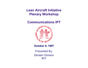 Lean Aircraft Initiative Plenary Workshop Communications IPT October 9, 1997