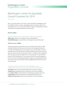 Equitable Growth Washington Center for Equitable Growth Grantees for 2014 Washington Center