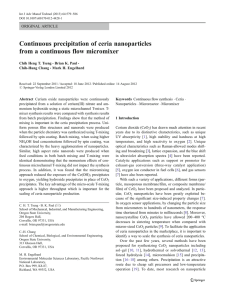 Continuous precipitation of ceria nanoparticles from a continuous flow micromixer ORIGINAL ARTICLE