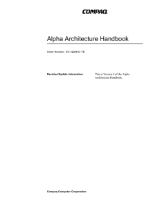 Alpha Architecture Handbook This is Version 4 of the Alpha Architecture Handbook.