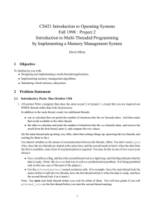CS421 Introduction to Operating Systems Fall 1998 : Project 2