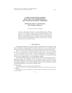 A NEW NONLINEAR MODEL FOR THE TWO-DIMENSIONAL RECTANGLE PACKING PROBLEM Aleksandar Savi´