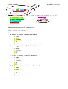 CSE 113 – Fall 2010  Exam 1 Review Questions